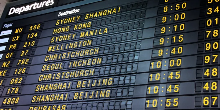 Split-flap departures board at Melbourne Airport