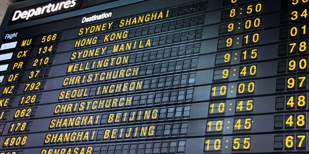Split-flap departures board at Melbourne Airport
